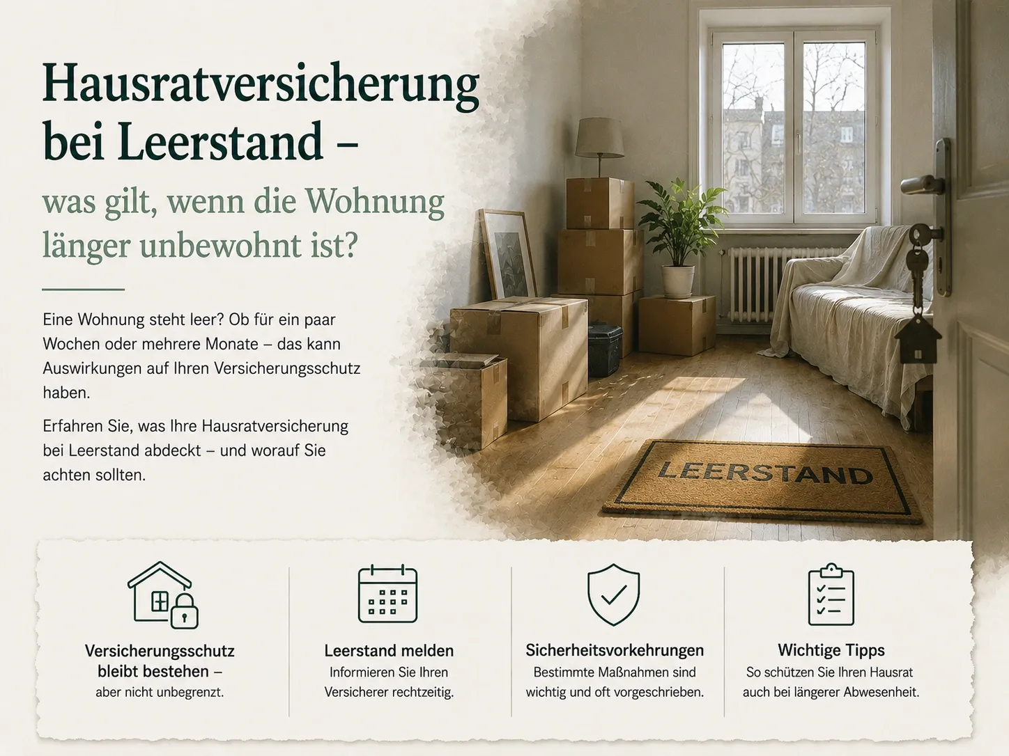 Leerstehende unbewohnte Wohnung und Versicherungsschutz der Hausratversicherung