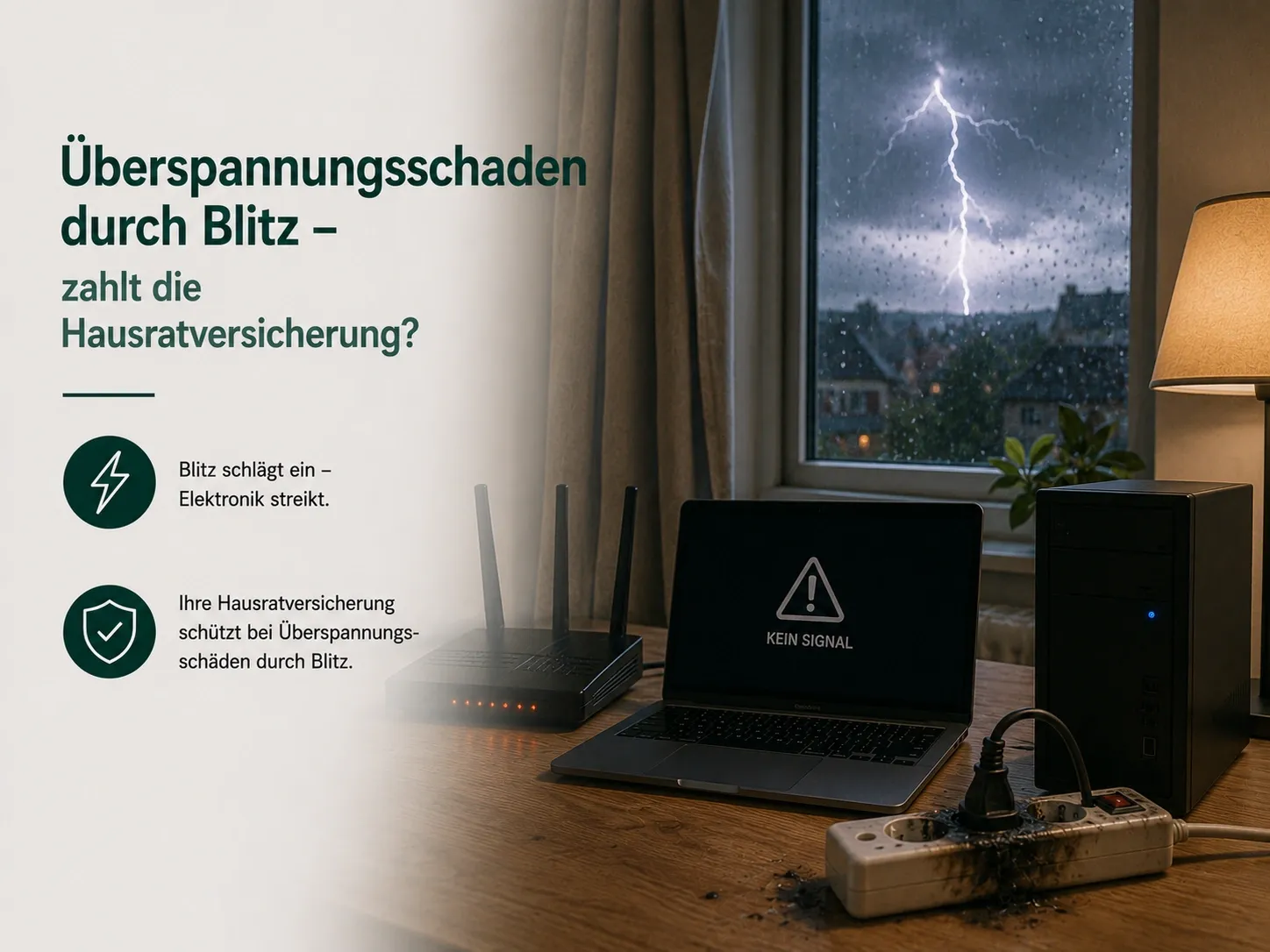 Überspannungsschaden an Elektrogeräten durch Blitz und Gewitter