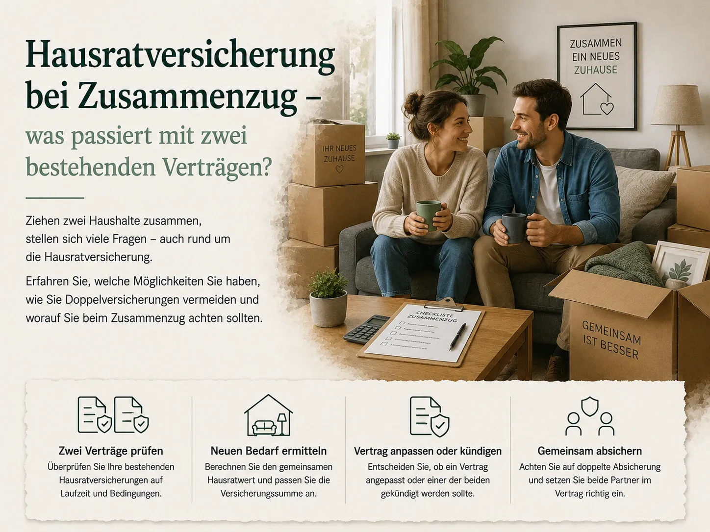 Hausratversicherung beim Zusammenziehen von zwei Partnern mit bestehenden Verträgen