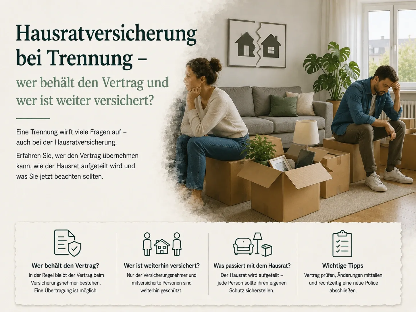 Hausratversicherung bei Trennung und Auszug eines Partners