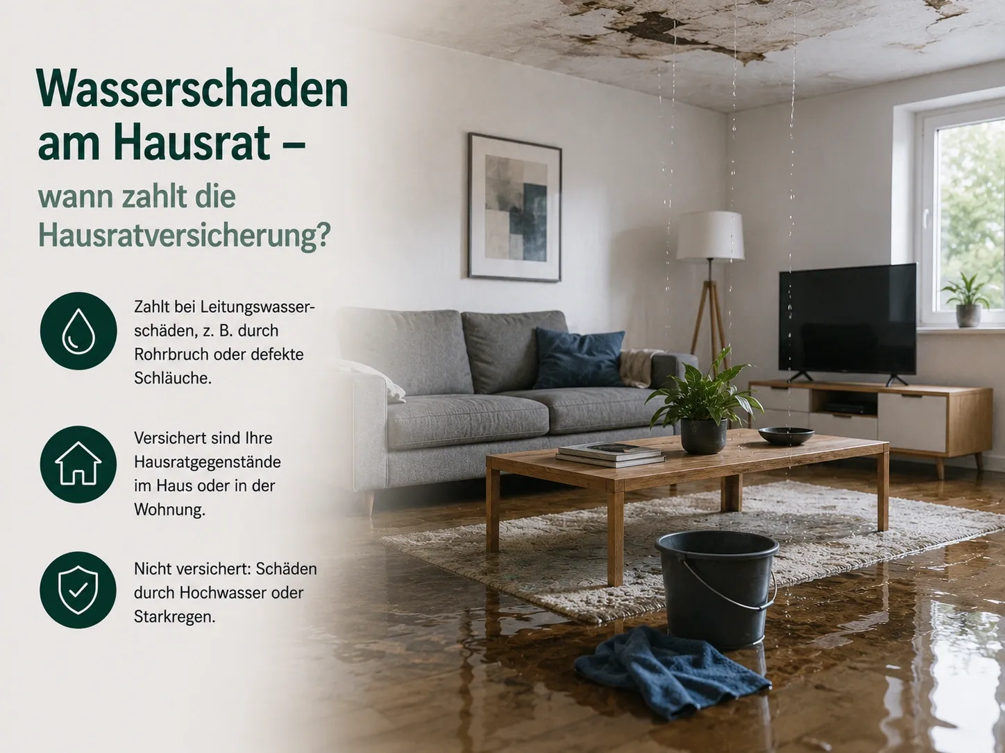 Wasserschaden am Hausrat und Versicherungsschutz durch die Hausratversicherung