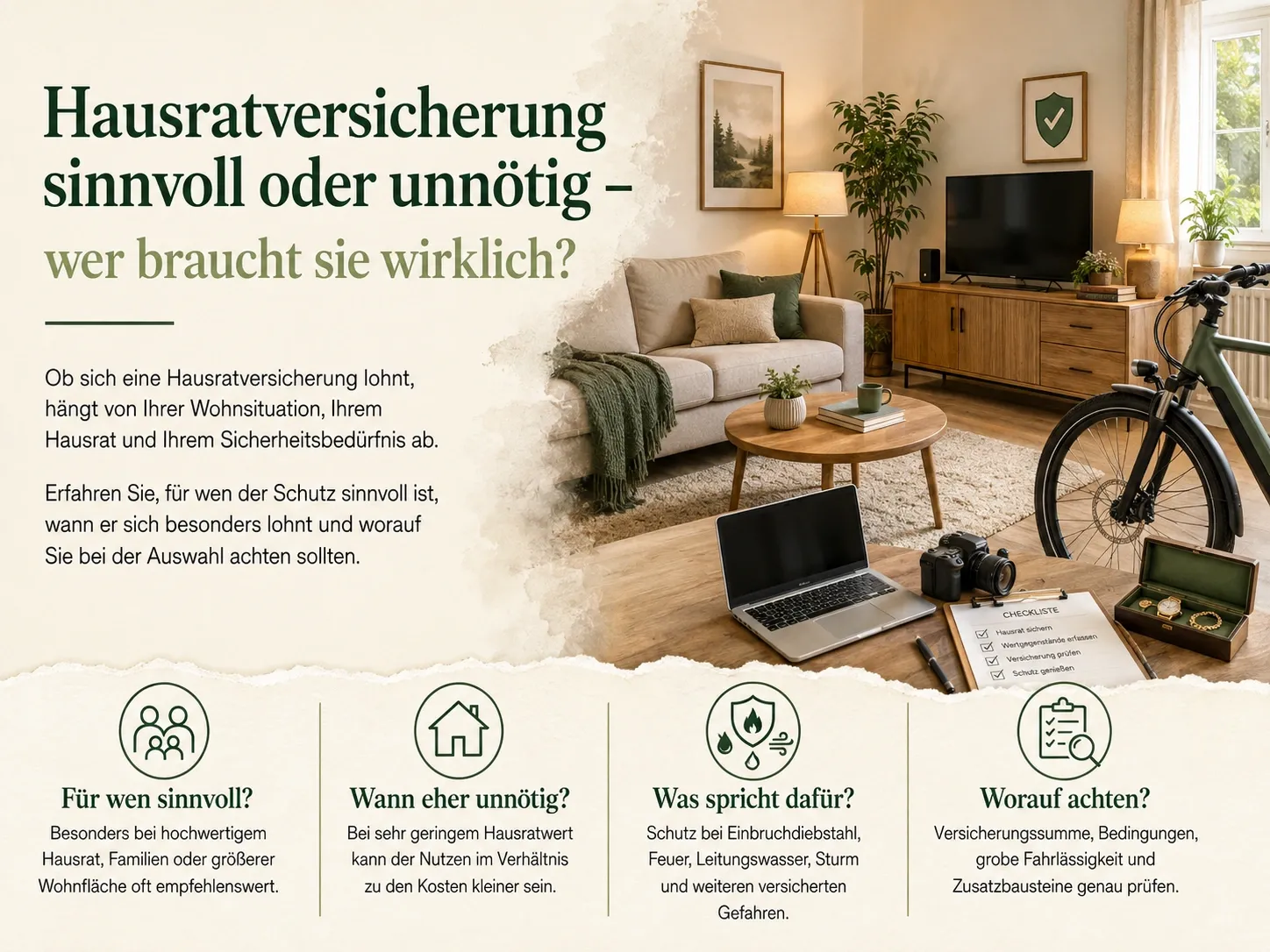 Hausratversicherung sinnvoll oder unnötig für Wohnung und Einrichtung